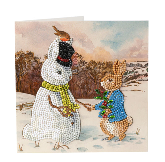 Beatrix Potter Peter and the Snow Bunny Crystal Art Card
