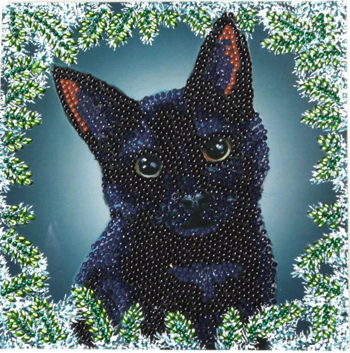 Christmas Cat Crystal Art Card