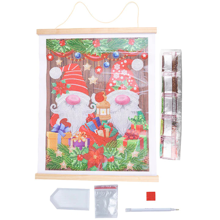 Christmas Gnomes Scroll Crystal Art