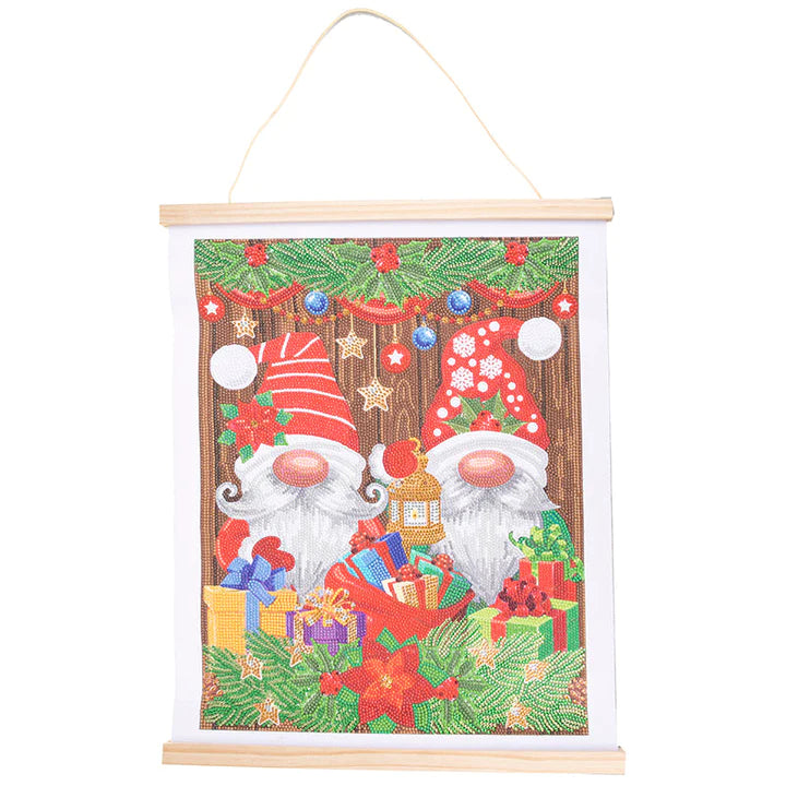Christmas Gnomes Scroll Crystal Art