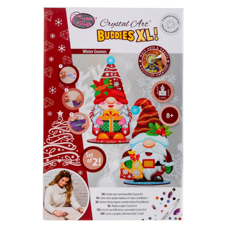 Gnomes - Christmas Buddies XL Crystal Art - Set of 2