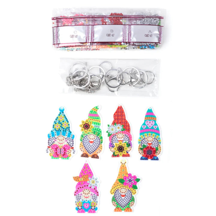 Garden Gnomes Keyring Crystal Art Set