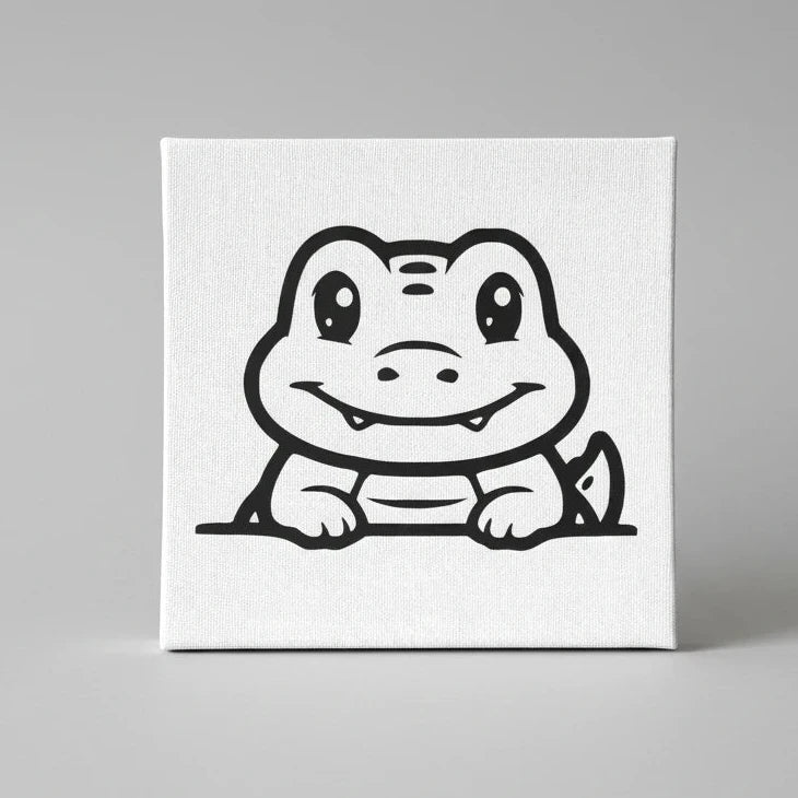 Black outline of a cartoon crocodile on a white background.