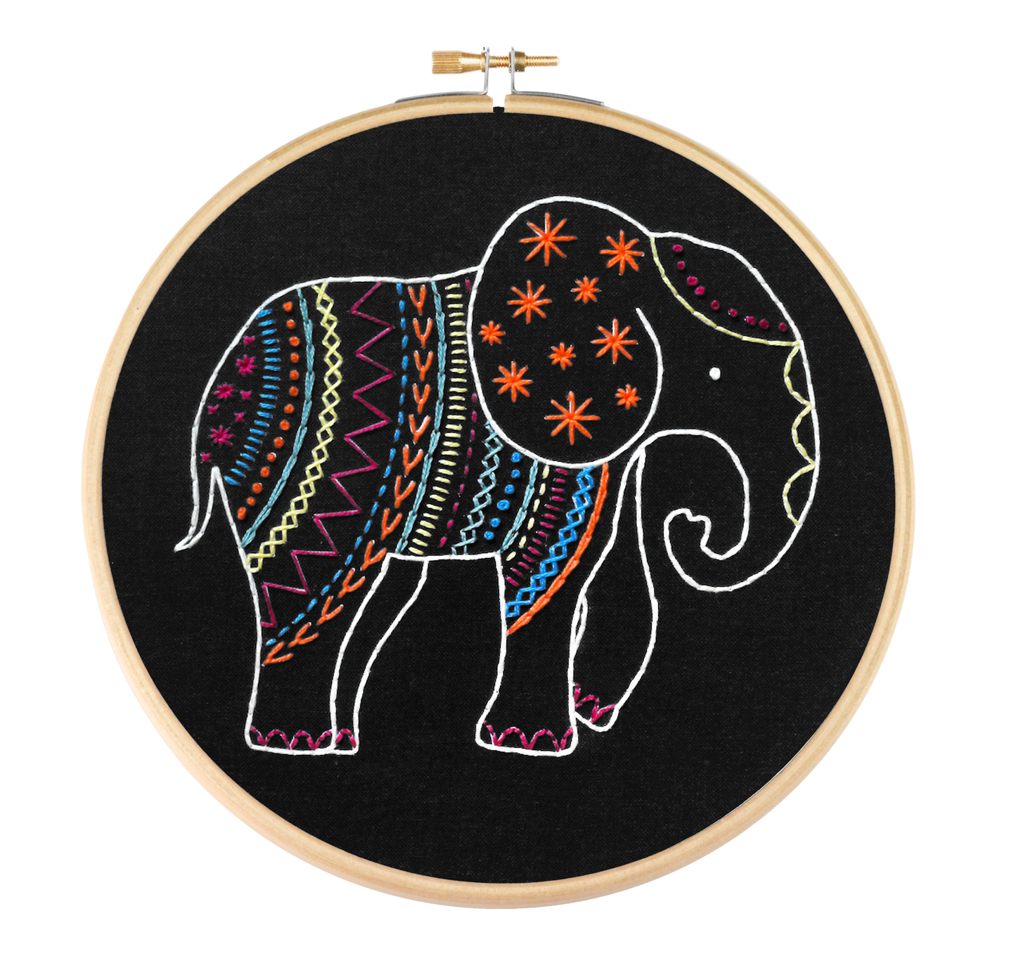 Black Elephant Embroidery Kit