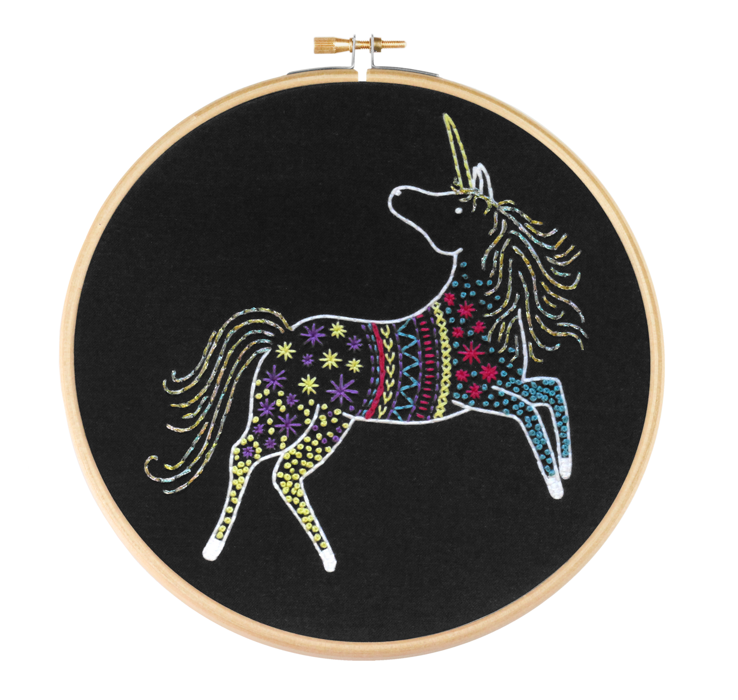 Black Unicorn Embroidery Kit