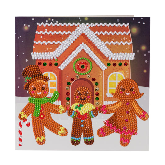 Gingerbread Family Crystal Art Card