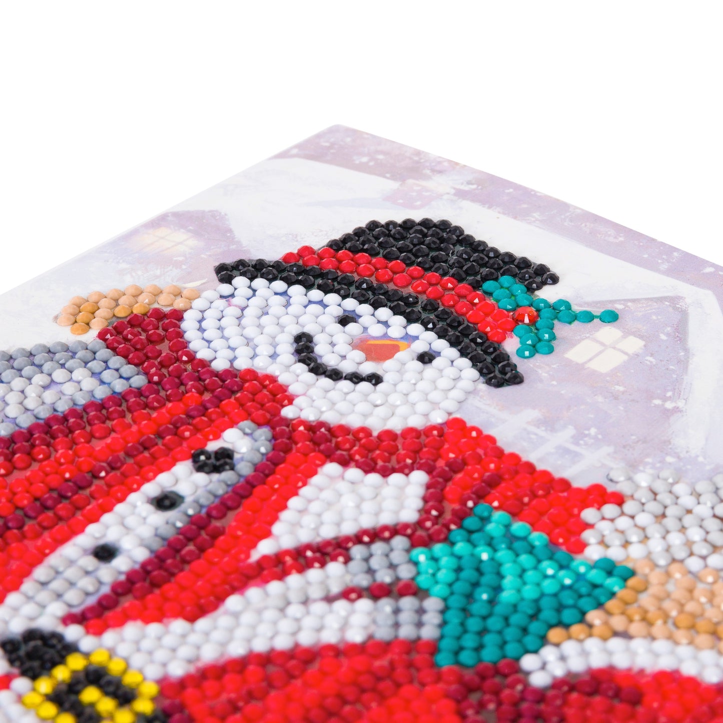 Santa Snowman Crystal Art Card