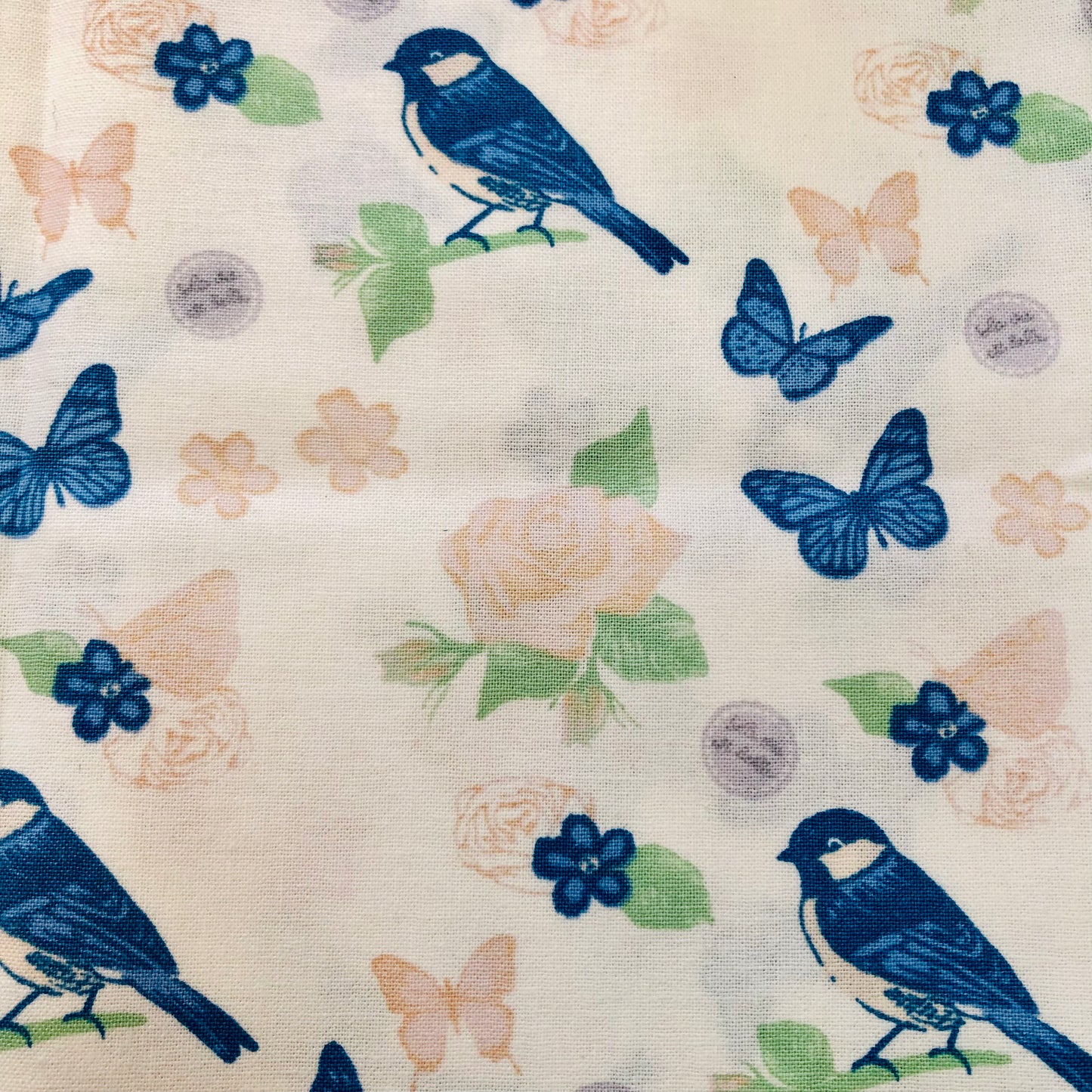 Blue Birds, Butterflies and Flowers Print Fat Quarter - Single